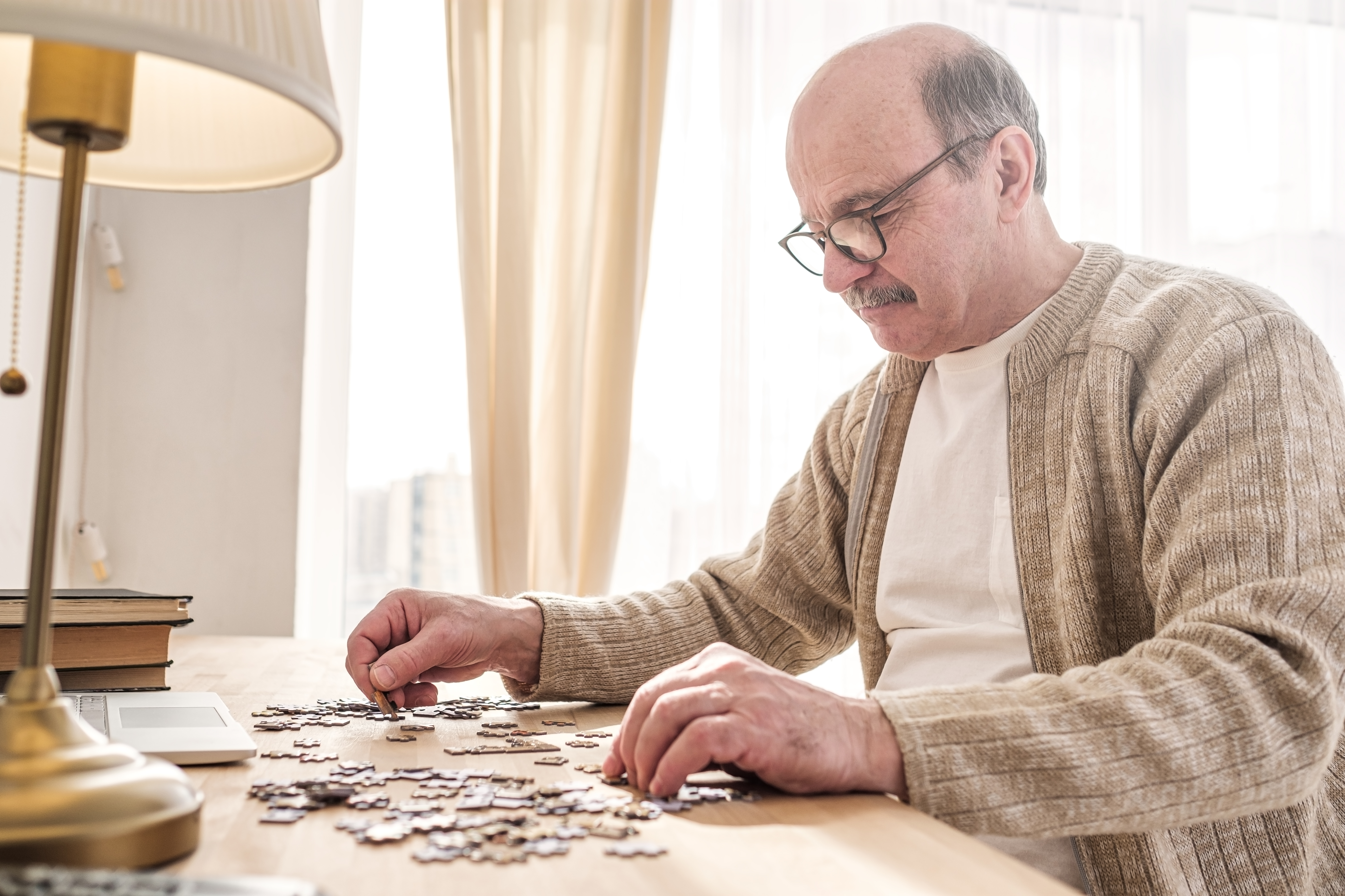 Elderly Man on a Puzzle
